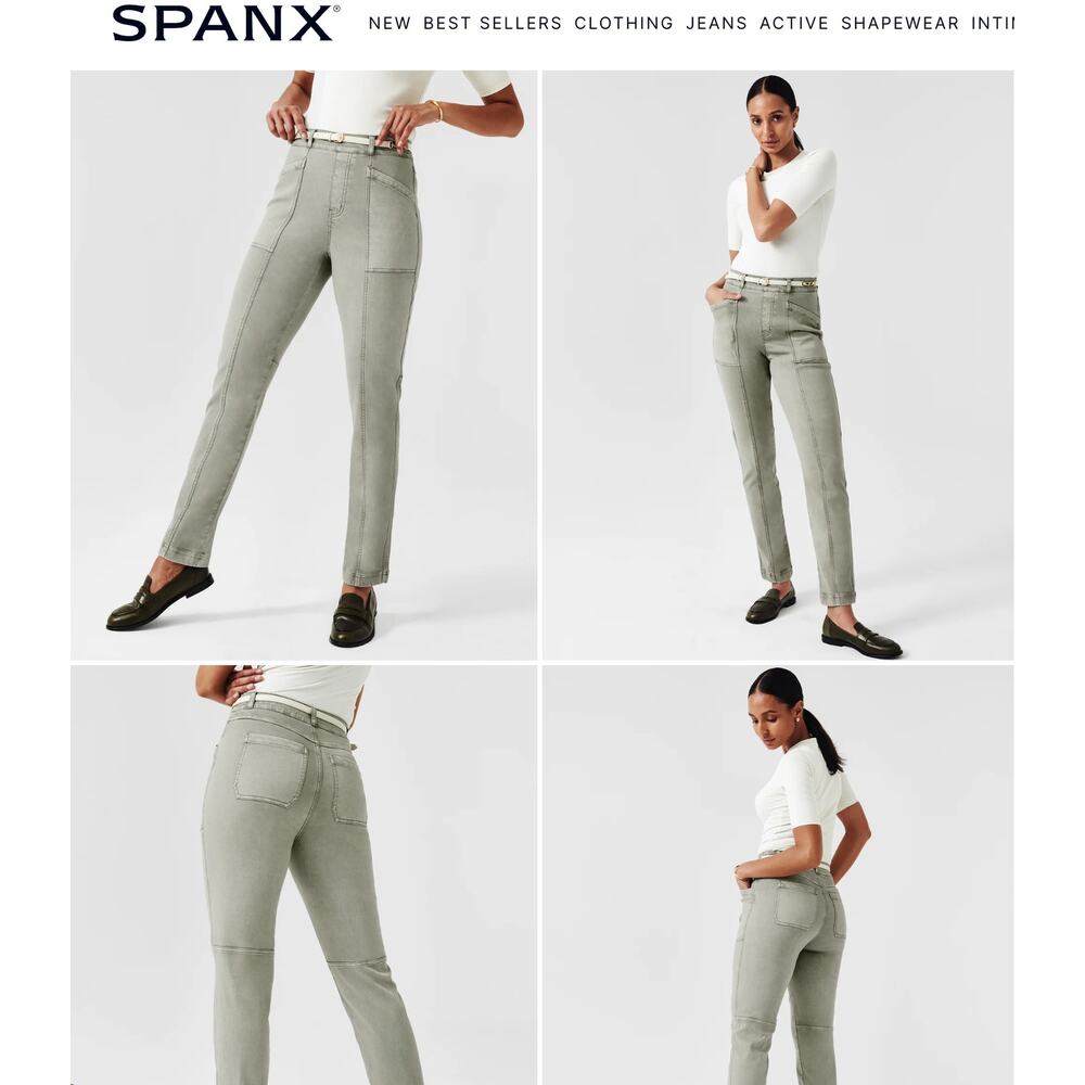 SPANX Stretch Twill Ankle Cargo Pant Darkened Olive NWT Size Small | Slimming